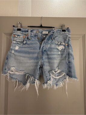 NWOT AE77 Premium Distressed Light Wash Denim Shorts - Women - American Eagle